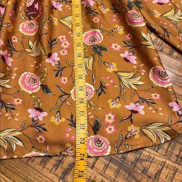 LOFT Floral Blouse Mustard Burgundy Long Sleeves Women's Small - Picture 12 of 14